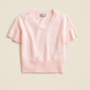 J Crew Cashmere Shrunken T-Shirt Short Sleeve Sweater CA082 Light Pink - M